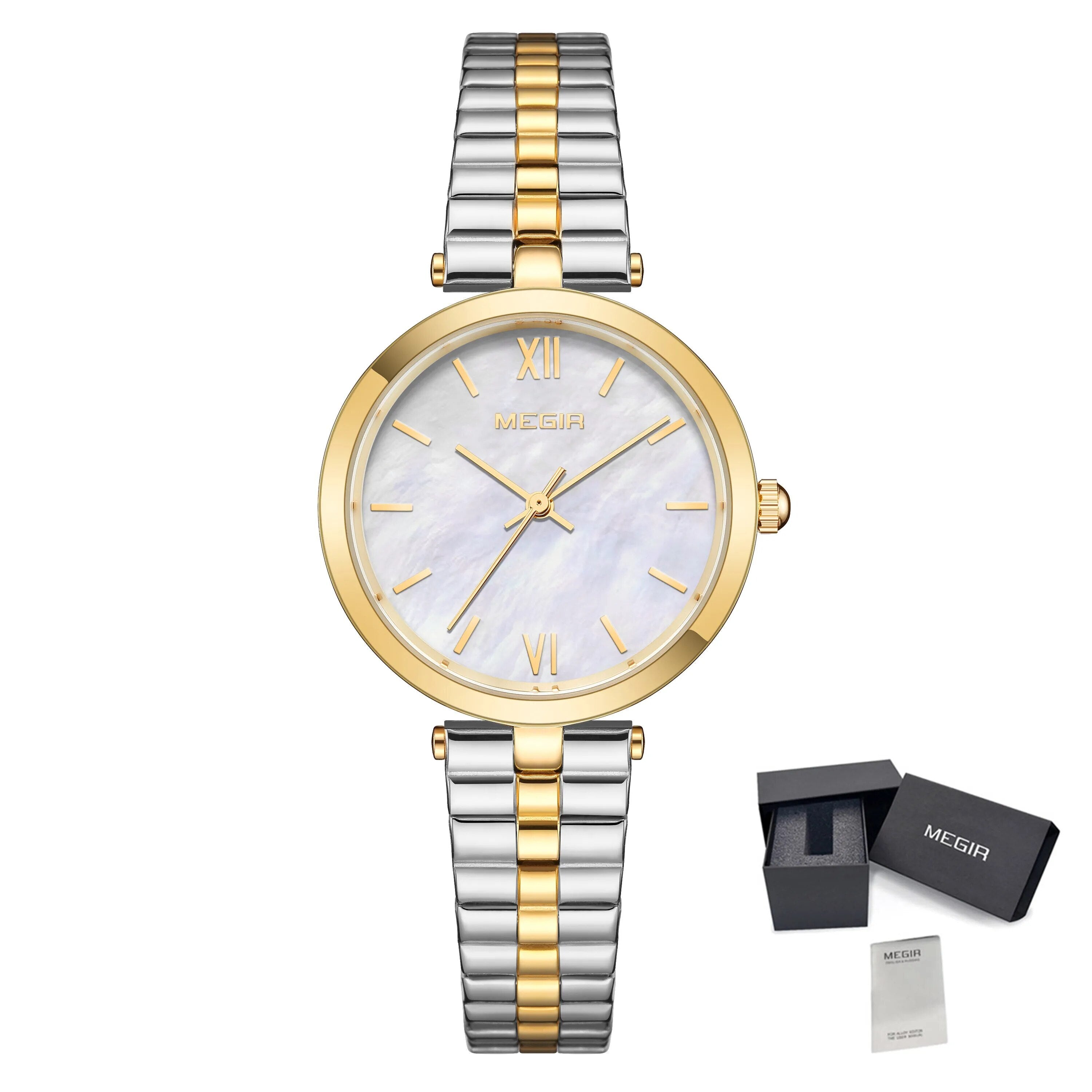 MEGIR Ladies Bracelet Watches Fashion Luxury Women's Casual Wrist Watch Steel Quartz Watch Dress Female Clock Reloj Mujer 85112-16