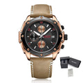 MEGIR Chronograph Men Business Watch Leather Strap Quartz Military Watch Clock Waterproof Date Clock Wristwatch Relogio Masculino 2074-14