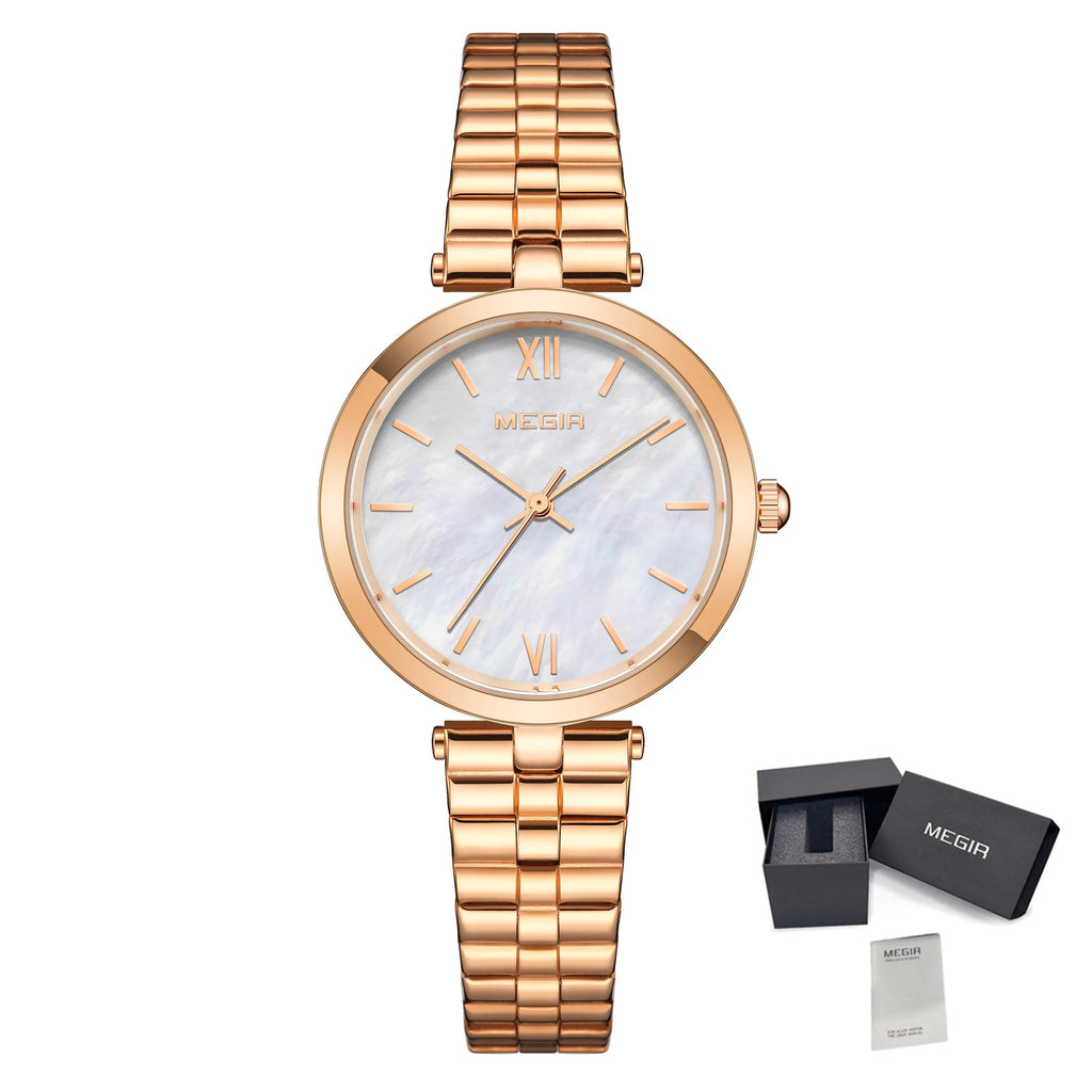 MEGIR Ladies Bracelet Watches Fashion Luxury Women's Casual Wrist Watch Steel Quartz Watch Dress Female Clock Reloj Mujer 85112-13