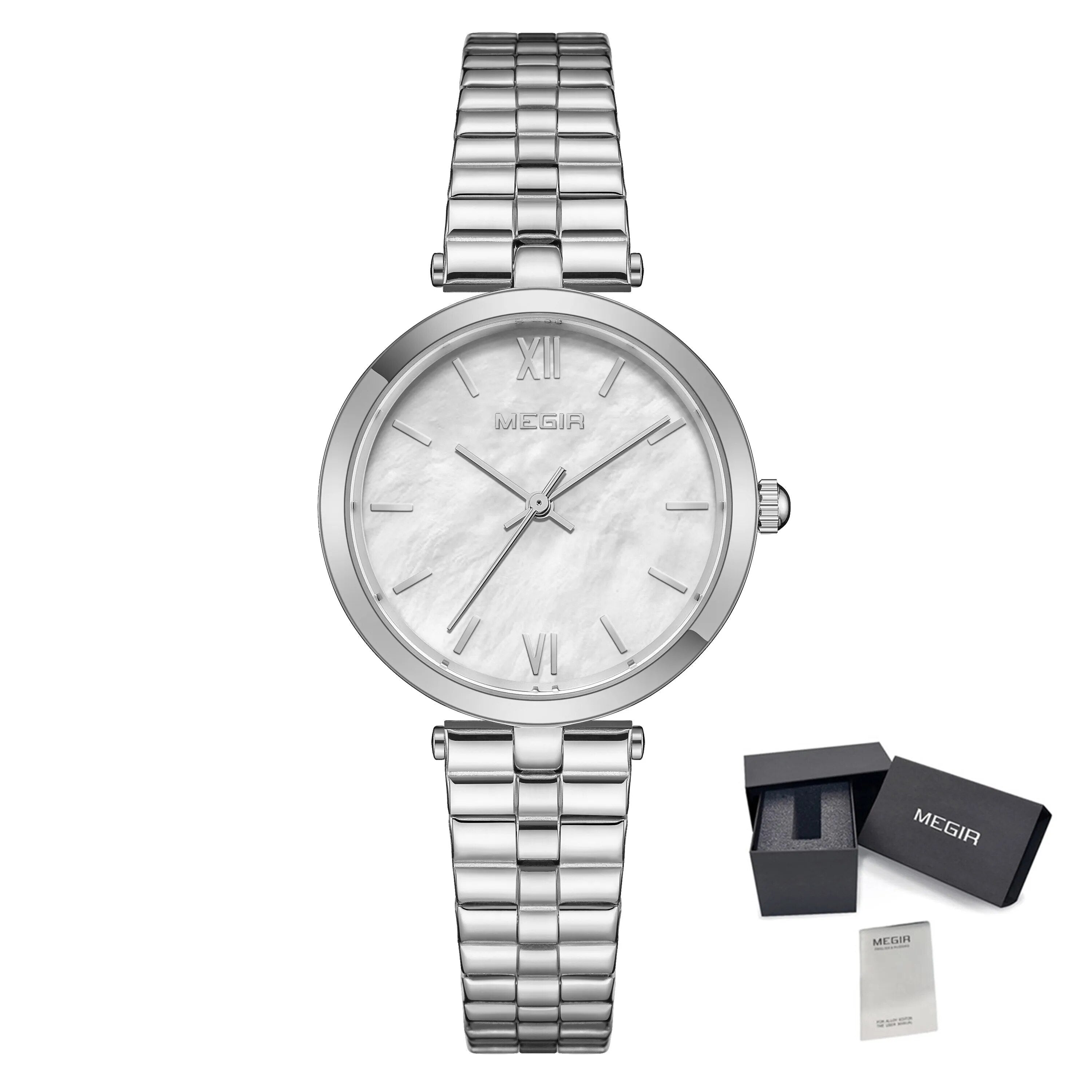 MEGIR Ladies Bracelet Watches Fashion Luxury Women's Casual Wrist Watch Steel Quartz Watch Dress Female Clock Reloj Mujer 85112-15