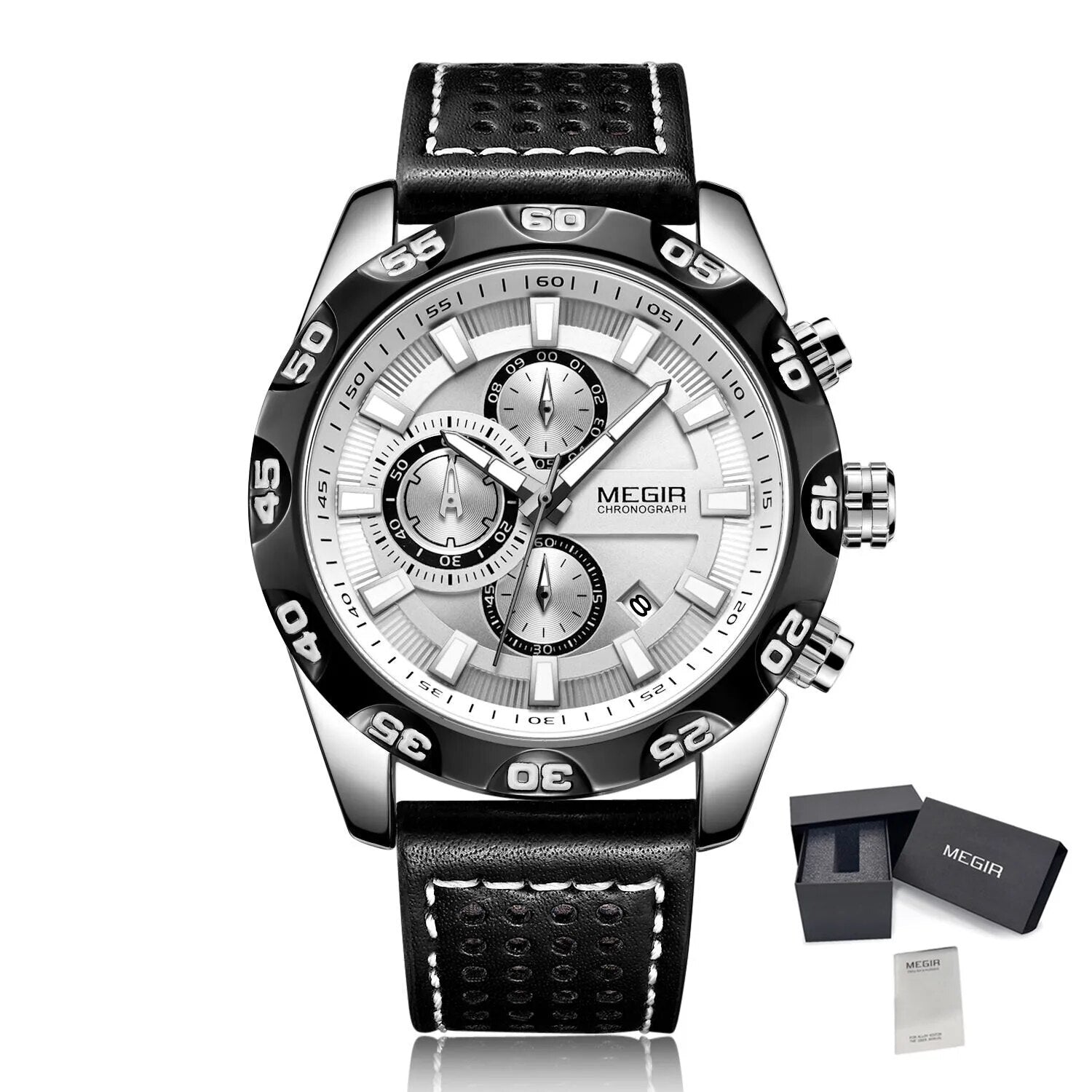 MEGIR Fashion Men's Watch Multifunctional Casual Sport Wristwatch Waterproof Luminous Male Quartz Chronograph Reloj Hombre 2096-15