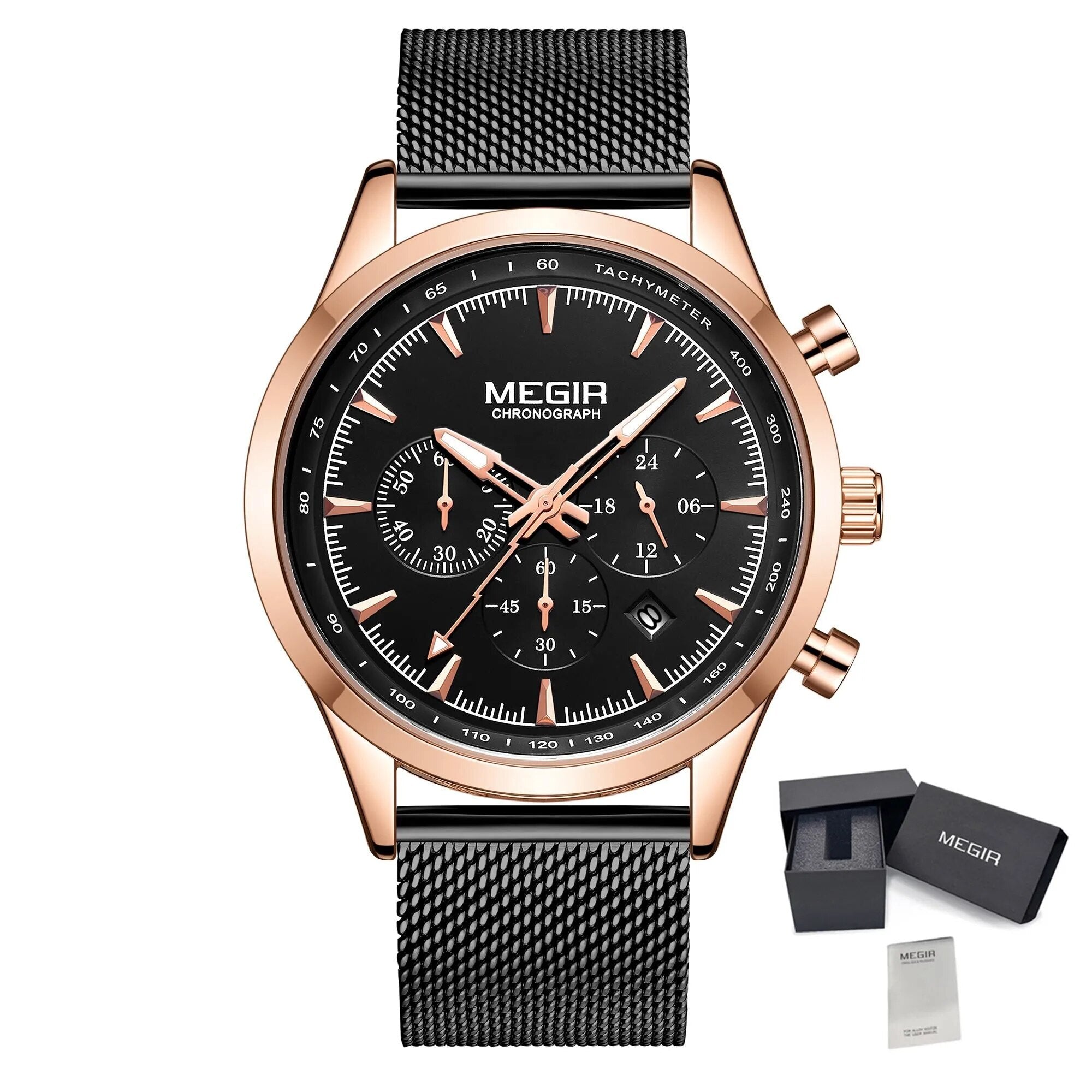 MEGIR Fashion Watch for Men Top Luxury Big Dial Business Quartz Watches Waterproof Steel Wrist Watch Clock Relogio Masculino 2153-25