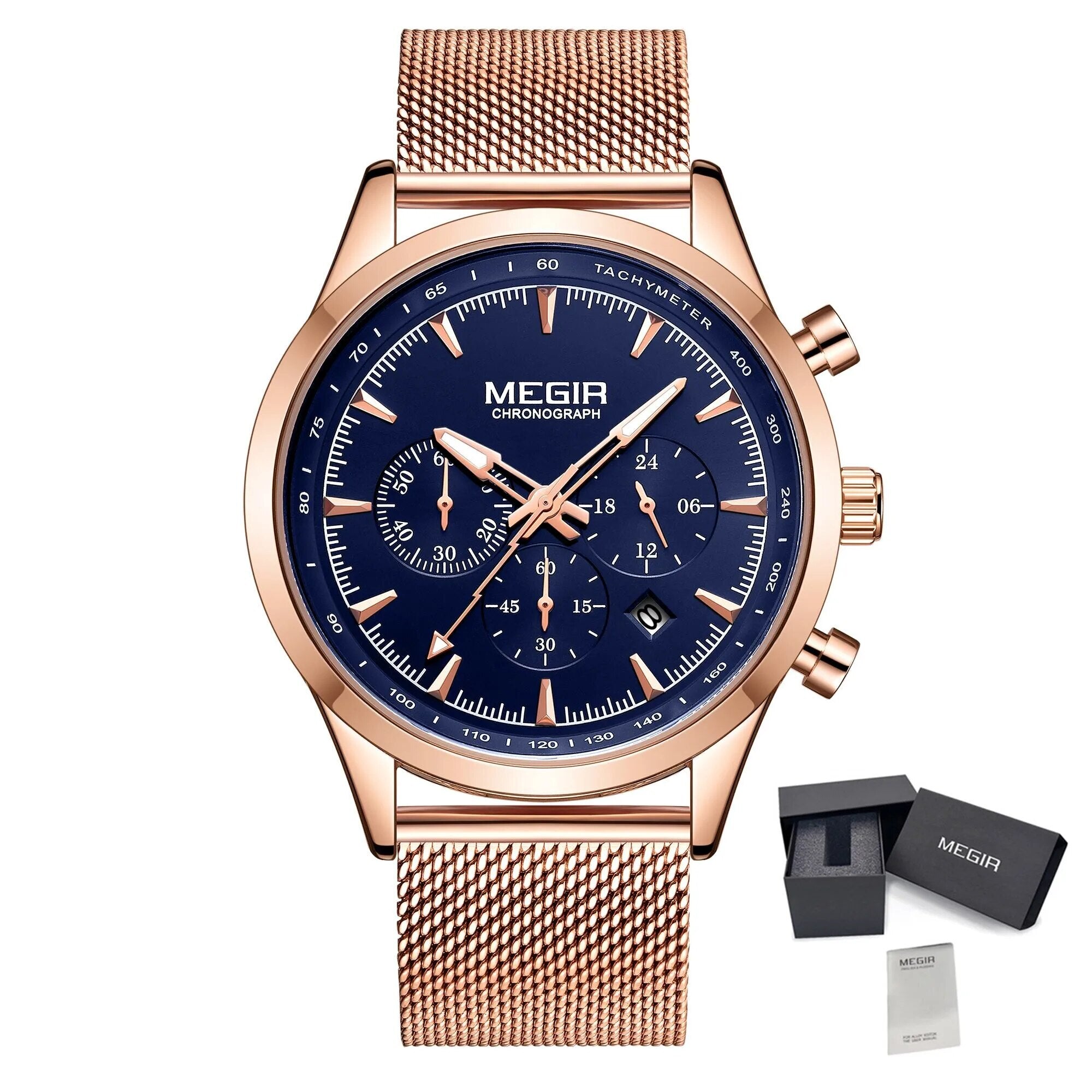 MEGIR Fashion Watch for Men Top Luxury Big Dial Business Quartz Watches Waterproof Steel Wrist Watch Clock Relogio Masculino 2153-21