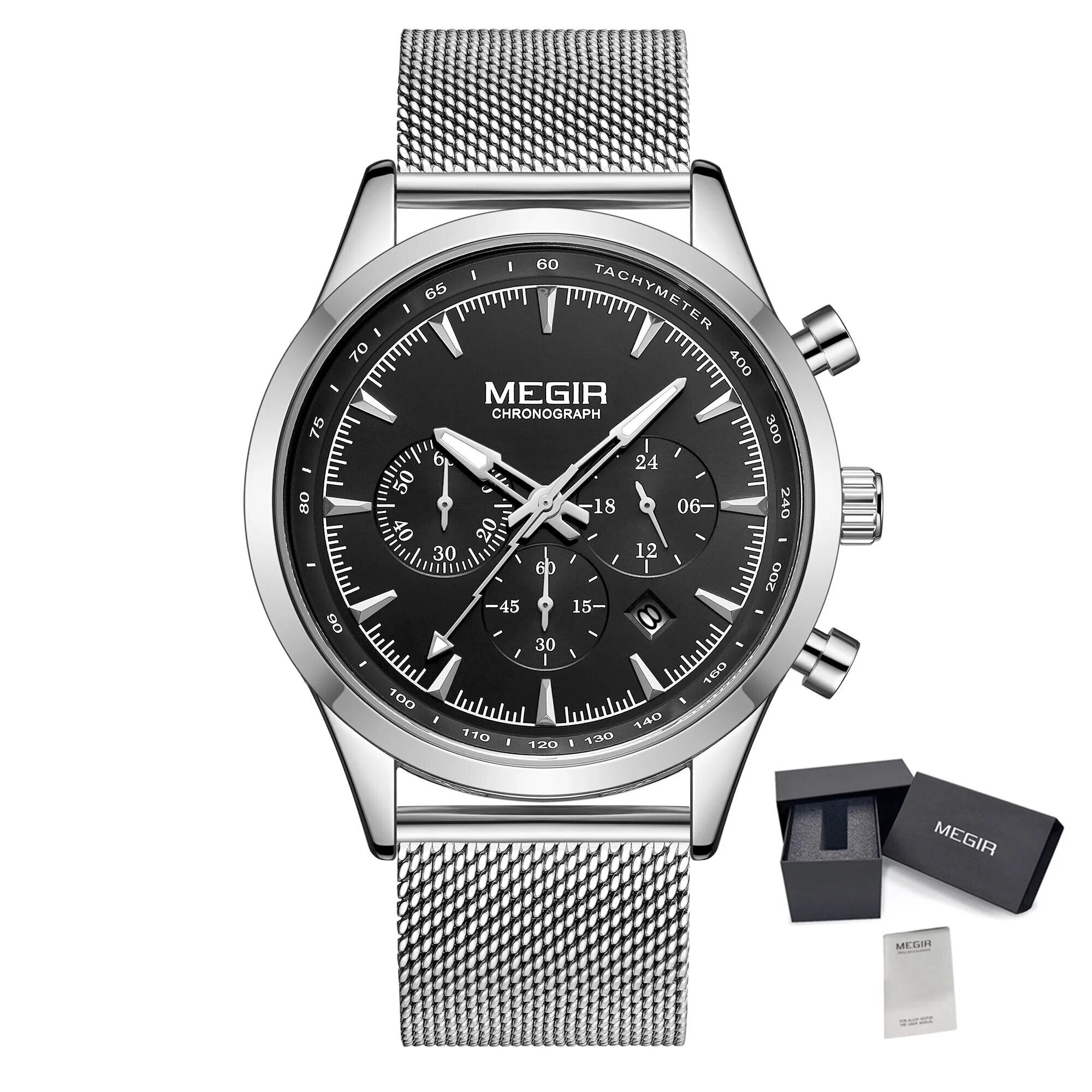 MEGIR Fashion Watch for Men Top Luxury Big Dial Business Quartz Watches Waterproof Steel Wrist Watch Clock Relogio Masculino 2153-23