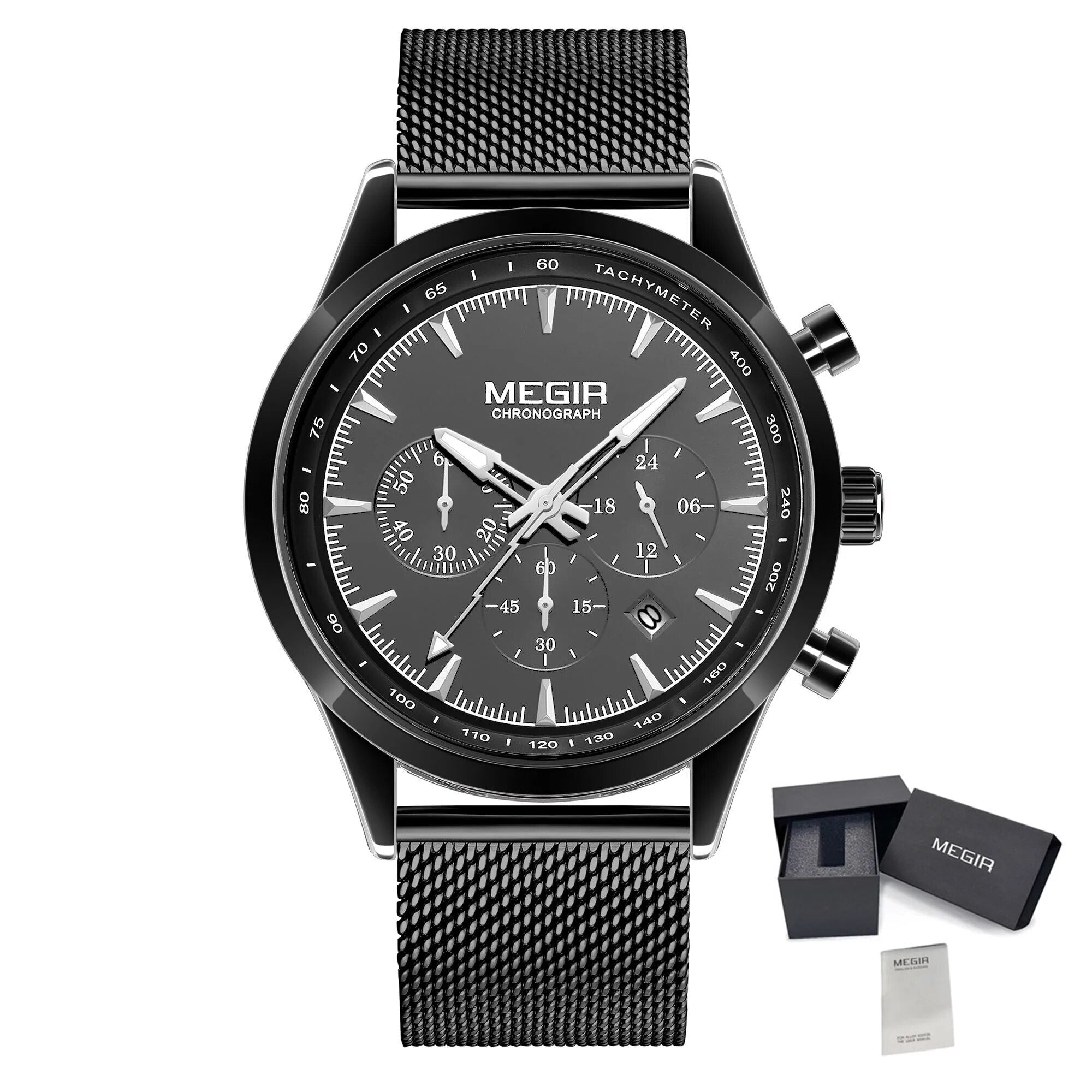 MEGIR Fashion Watch for Men Top Luxury Big Dial Business Quartz Watches Waterproof Steel Wrist Watch Clock Relogio Masculino 2153-24