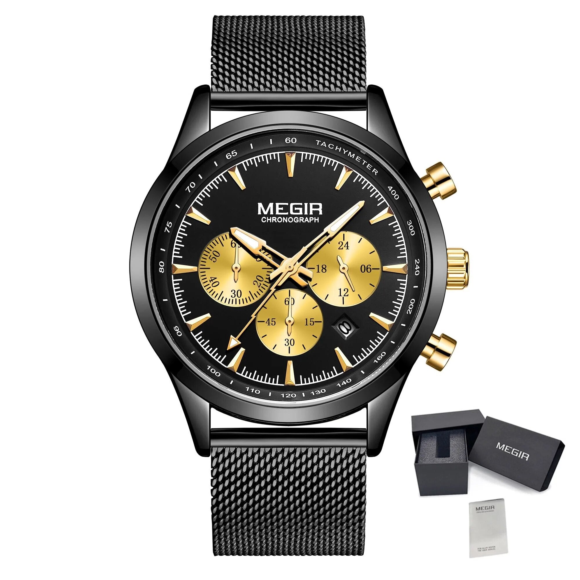 MEGIR Fashion Watch for Men Top Luxury Big Dial Business Quartz Watches Waterproof Steel Wrist Watch Clock Relogio Masculino 2153-22