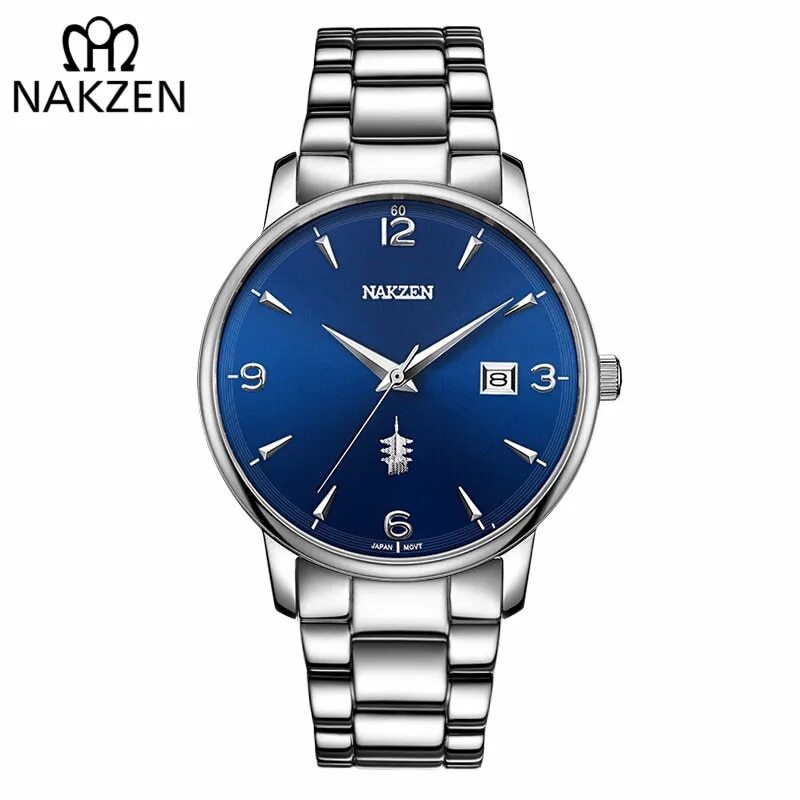 NAKZEN Male Casual Commerce Cool Watch Simple Wrist Watch Brand Luxury Men Quartz Watches Stainless Steel Waterproof Clock Gift 1006-0