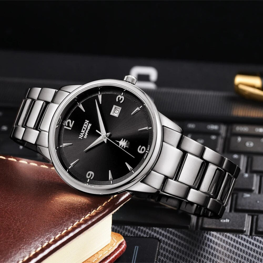 NAKZEN Male Casual Commerce Cool Watch Simple Wrist Watch Brand Luxury Men Quartz Watches Stainless Steel Waterproof Clock Gift 1006-2