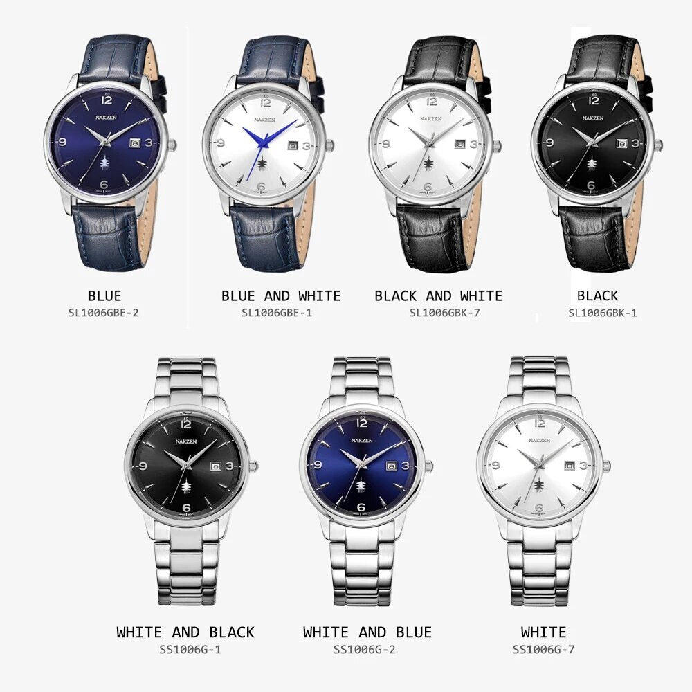 NAKZEN Male Casual Commerce Cool Watch Simple Wrist Watch Brand Luxury Men Quartz Watches Stainless Steel Waterproof Clock Gift 1006-5
