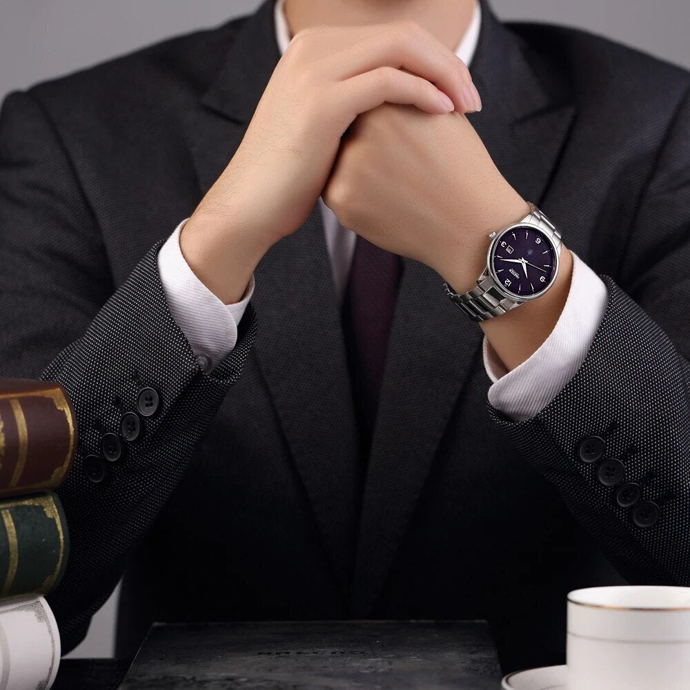 NAKZEN Male Casual Commerce Cool Watch Simple Wrist Watch Brand Luxury Men Quartz Watches Stainless Steel Waterproof Clock Gift 1006-3