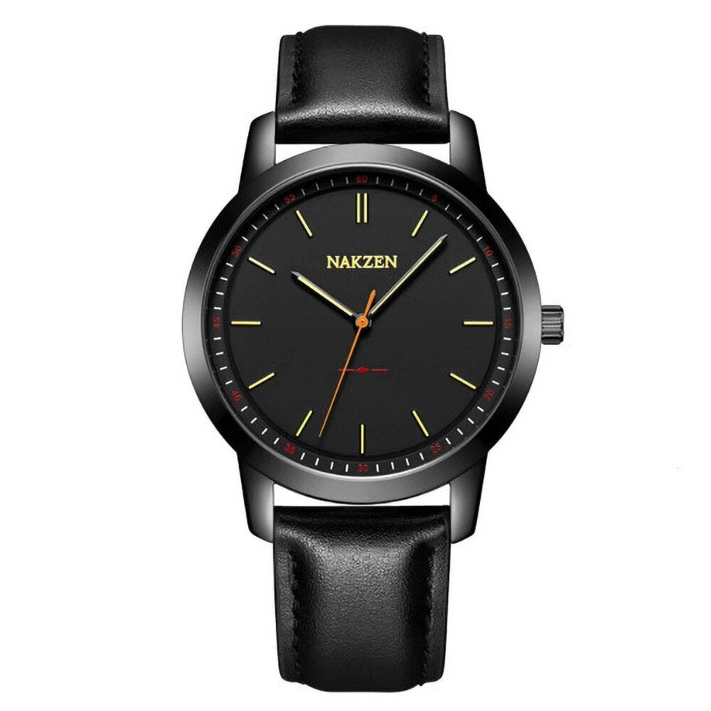 NAKZEN Fashion Male Quartz Watches Leather Watchband Business Wrist watch Waterproof Sport Men Watch Clock Relogio Masculino 4052-0