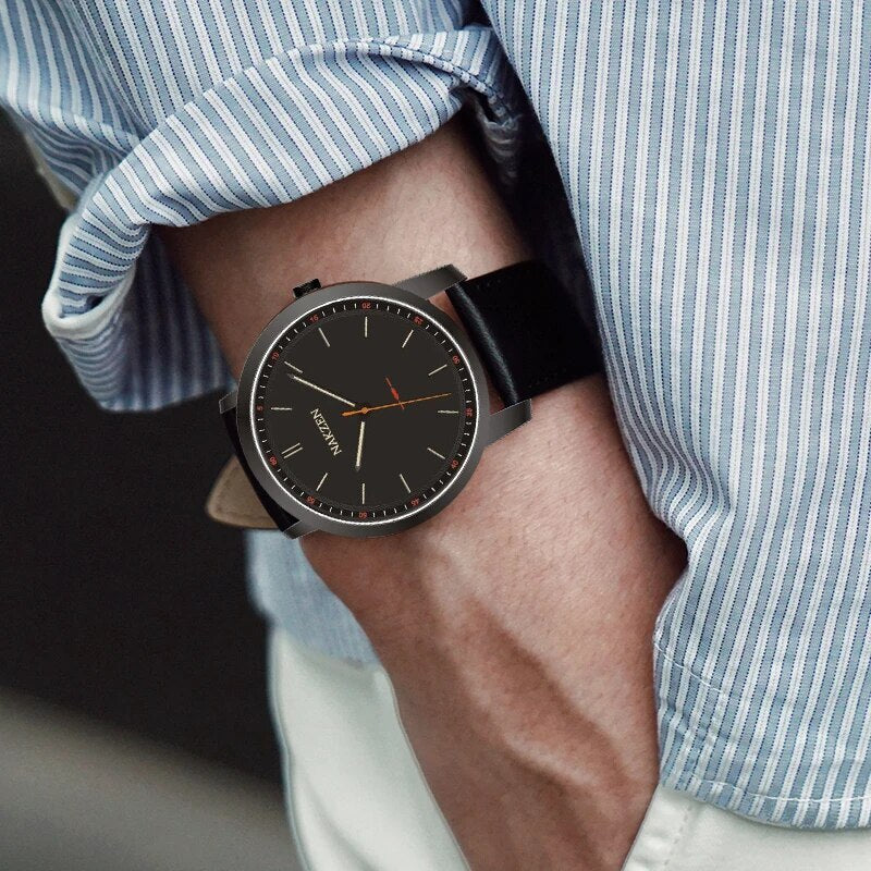 NAKZEN Fashion Male Quartz Watches Leather Watchband Business Wrist watch Waterproof Sport Men Watch Clock Relogio Masculino 4052-5