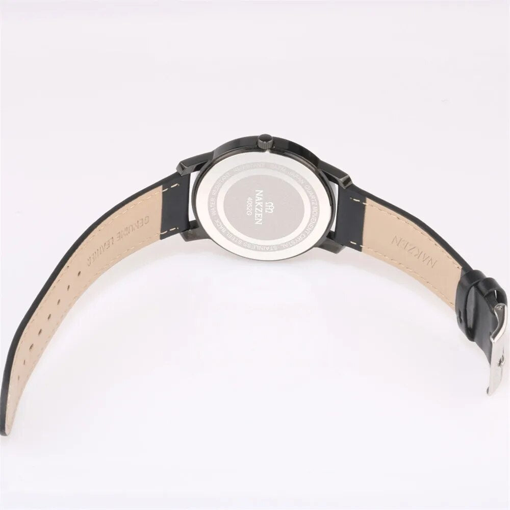 NAKZEN Fashion Male Quartz Watches Leather Watchband Business Wrist watch Waterproof Sport Men Watch Clock Relogio Masculino 4052-4