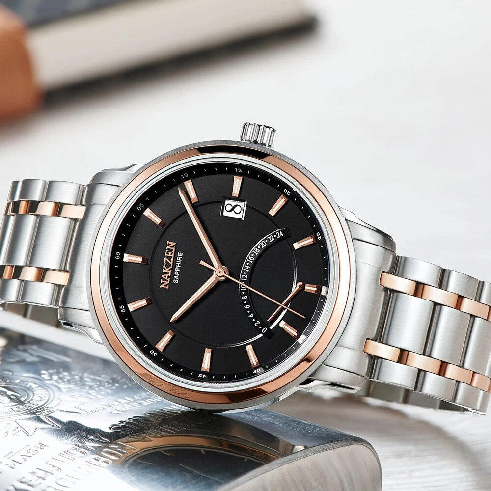 NAKZEN Crescent Shape Mens Quartz Watch Fashion Casual Waterproof Luxury Brand Date Wrist Watch Male Clock relogio masculino 4021-2