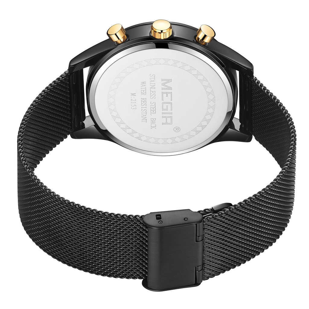 MEGIR Fashion Watch for Men Top Luxury Big Dial Business Quartz Watches Waterproof Steel Wrist Watch Clock Relogio Masculino 2153-19