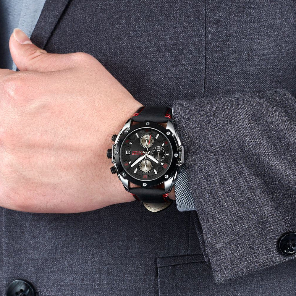 MEGIR Chronograph Men Business Watch Leather Strap Quartz Military Watch Clock Waterproof Date Clock Wristwatch Relogio Masculino 2074-3