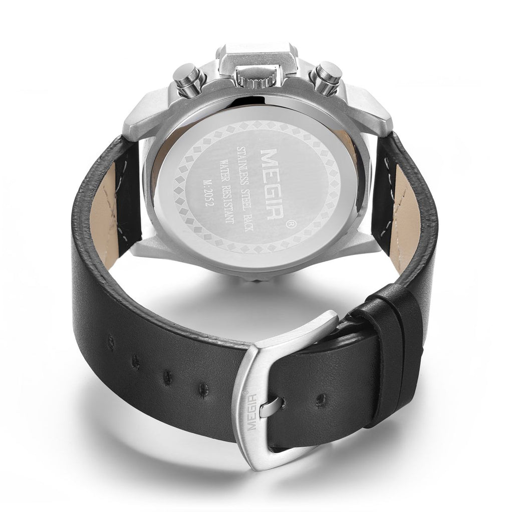 MEGIR Fashion Men Watches Leather Strap Sport Watch Chronograph Waterproof Quartz Wristwatch Clock Relogio Masculino 2052-10