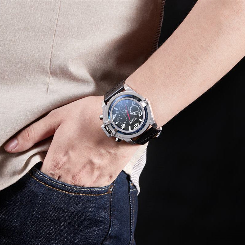 MEGIR Fashion Men Watches Leather Strap Sport Watch Chronograph Waterproof Quartz Wristwatch Clock Relogio Masculino 2052-1