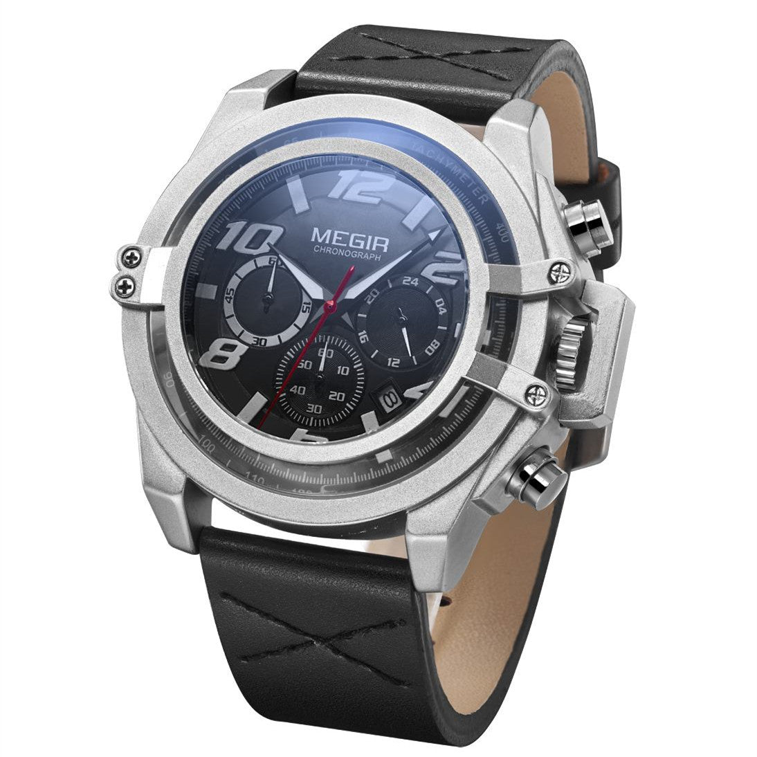 MEGIR Fashion Men Watches Leather Strap Sport Watch Chronograph Waterproof Quartz Wristwatch Clock Relogio Masculino 2052-6