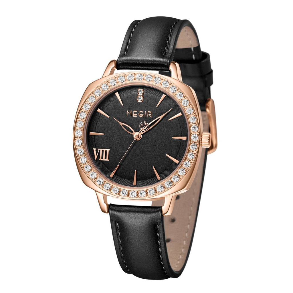 MEGIR Fashion Women Watch Luxury Diamond Leather Ladies Bracelet Watch Female Quartz Wristwatches Dress Clock Relogio Feminino 7029-8