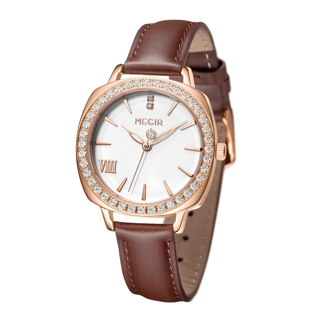 MEGIR Fashion Women Watch Luxury Diamond Leather Ladies Bracelet Watch Female Quartz Wristwatches Dress Clock Relogio Feminino 7029-9