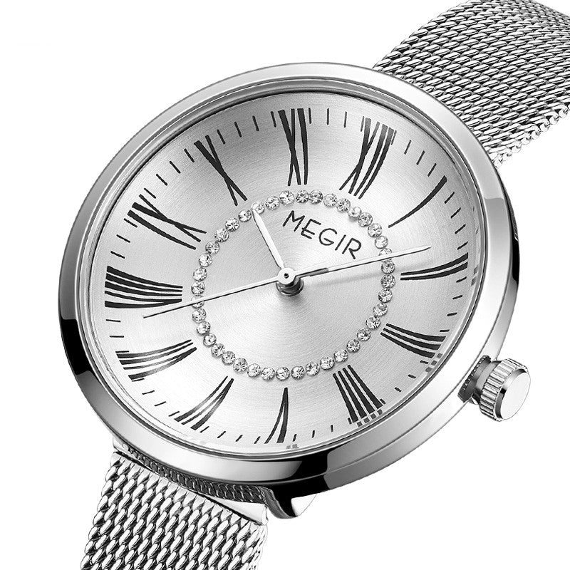 MEGIR Luxury Women Watches Fashion Quartz Watch Ladies Clock Stainless Steel Waterproof Female Watch Relogio Feminino 7014-8
