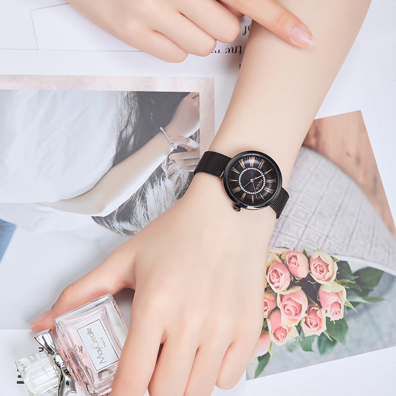 MEGIR Luxury Women Watches Fashion Quartz Watch Ladies Clock Stainless Steel Waterproof Female Watch Relogio Feminino 7014-3