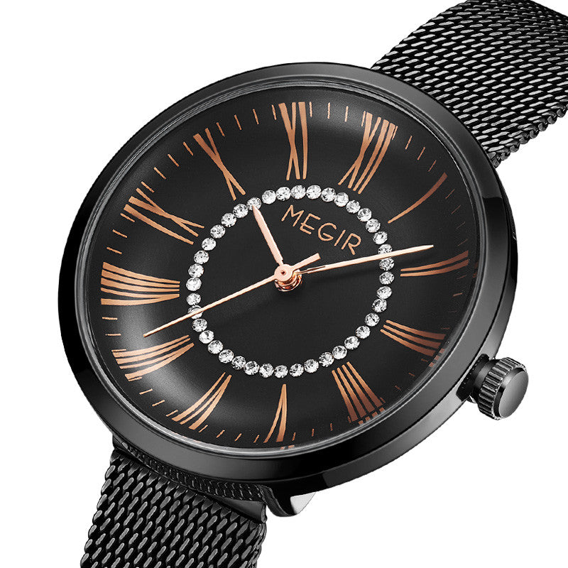 MEGIR Luxury Women Watches Fashion Quartz Watch Ladies Clock Stainless Steel Waterproof Female Watch Relogio Feminino 7014-7