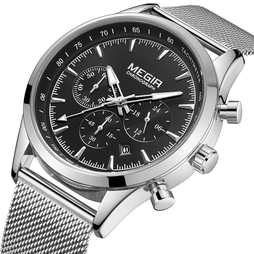 MEGIR Fashion Watch for Men Top Luxury Big Dial Business Quartz Watches Waterproof Steel Wrist Watch Clock Relogio Masculino 2153-15