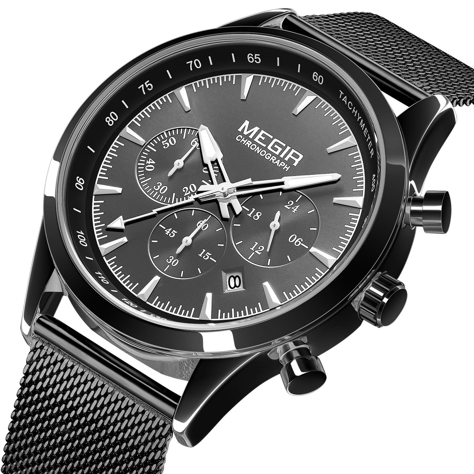 MEGIR Fashion Watch for Men Top Luxury Big Dial Business Quartz Watches Waterproof Steel Wrist Watch Clock Relogio Masculino 2153-16