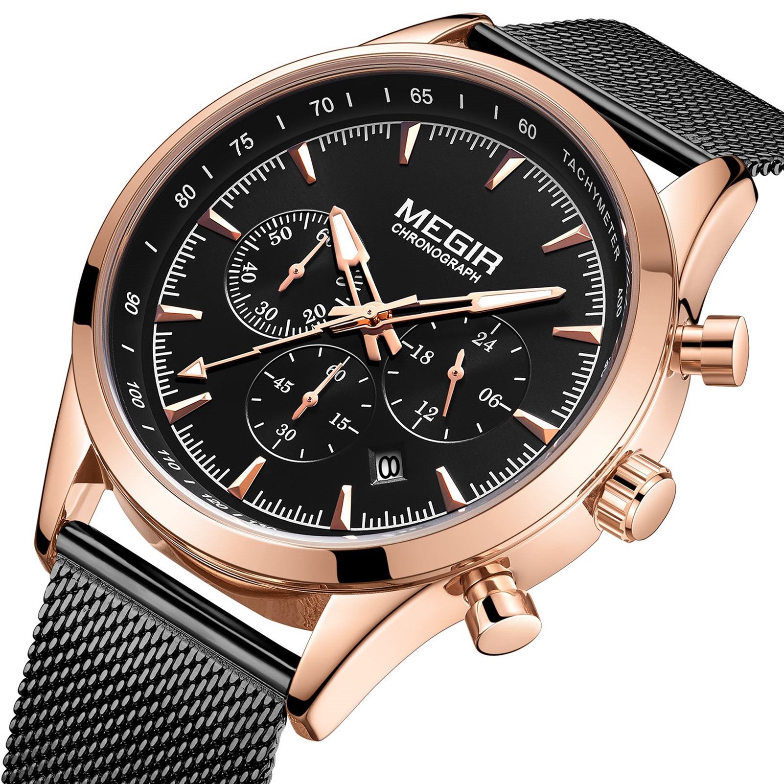 MEGIR Fashion Watch for Men Top Luxury Big Dial Business Quartz Watches Waterproof Steel Wrist Watch Clock Relogio Masculino 2153-17