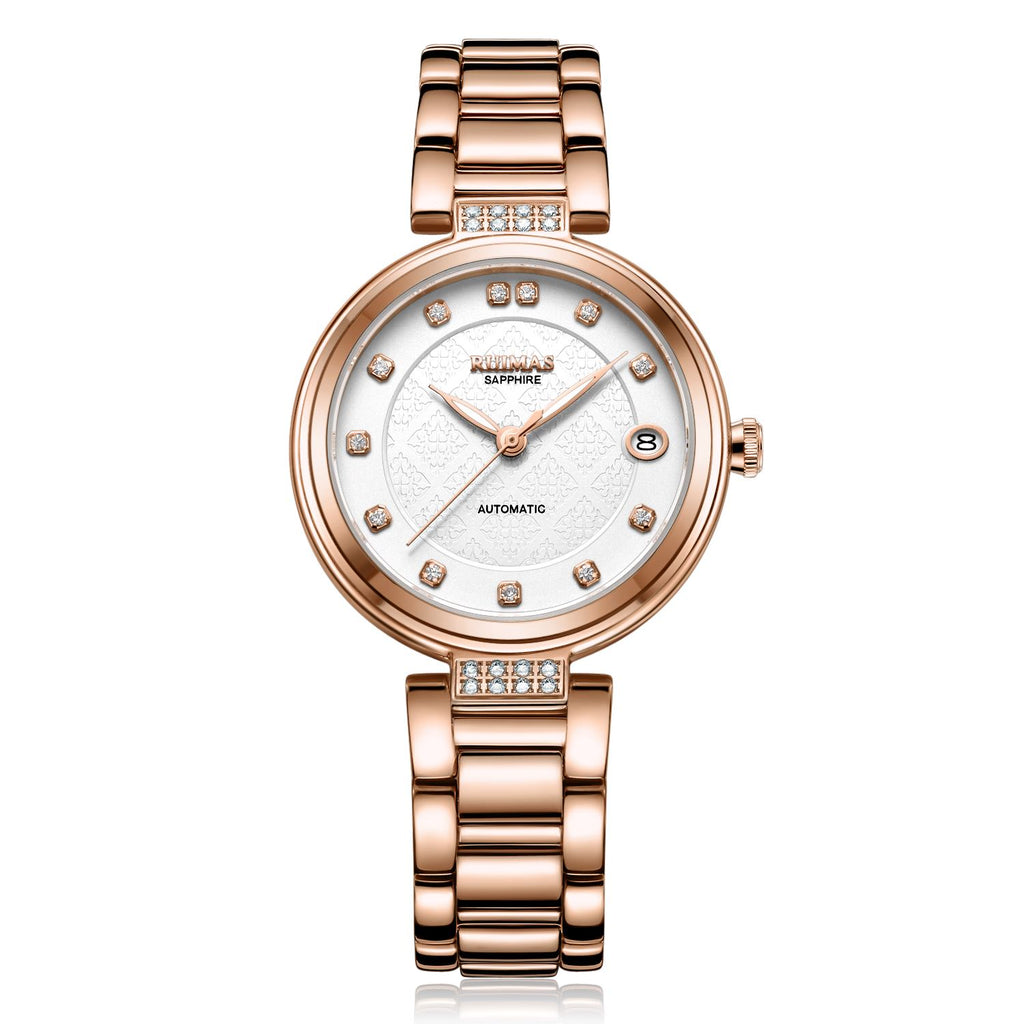 RUIMAS Women Automatic Mechanical Watch Steel Strap Ladies Business Wrist Watch Fashion Waterproof Date Clock Montre Femme 6756-6