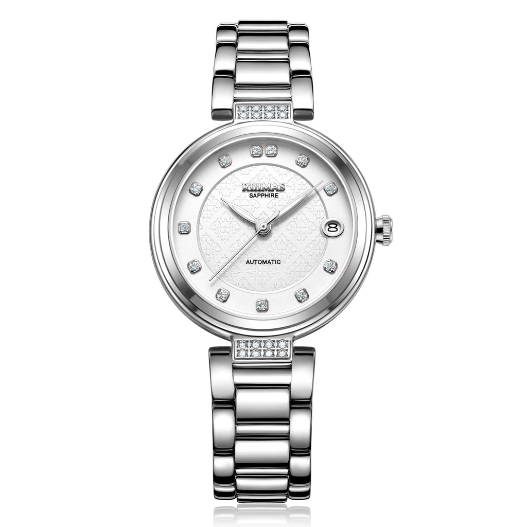 RUIMAS Women Automatic Mechanical Watch Steel Strap Ladies Business Wrist Watch Fashion Waterproof Date Clock Montre Femme 6756-8