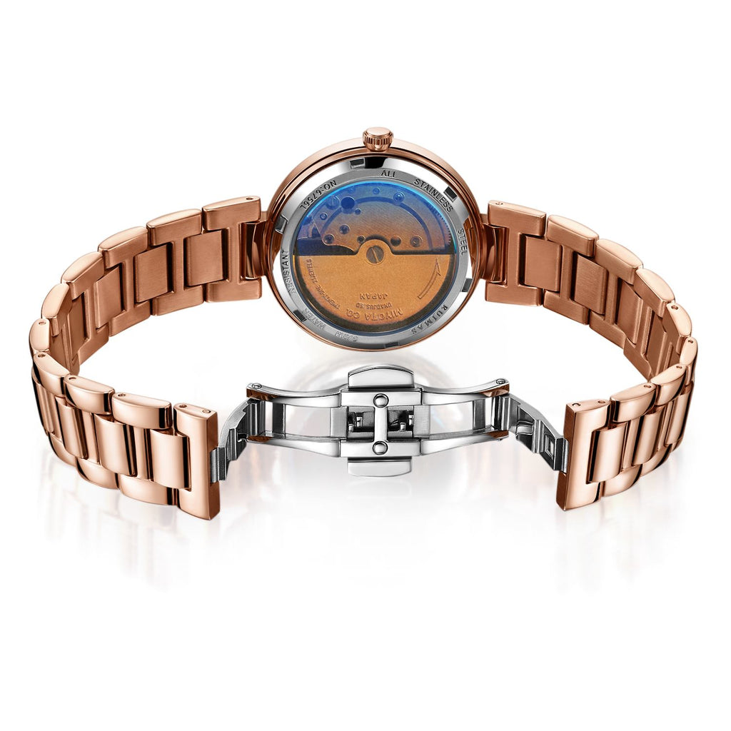 RUIMAS Women Automatic Mechanical Watch Steel Strap Ladies Business Wrist Watch Fashion Waterproof Date Clock Montre Femme 6756-10