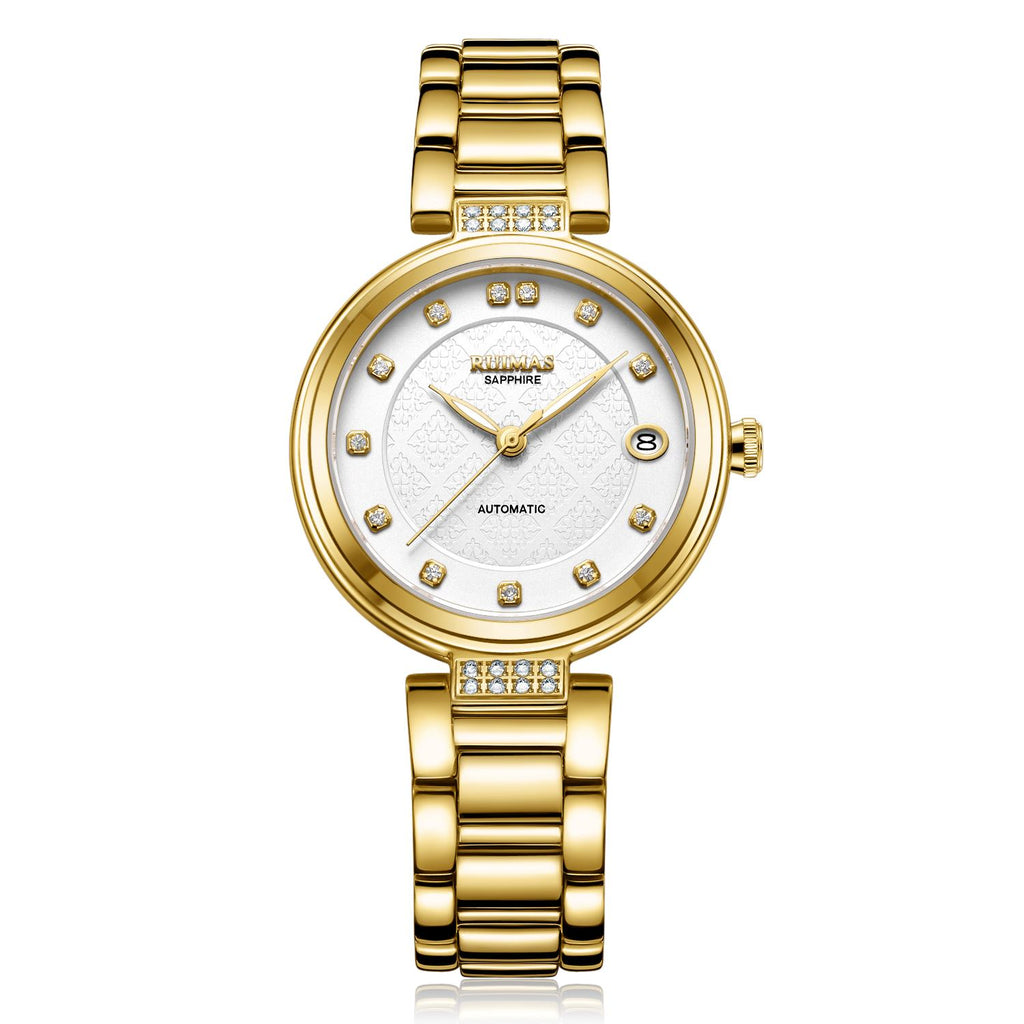 RUIMAS Women Automatic Mechanical Watch Steel Strap Ladies Business Wrist Watch Fashion Waterproof Date Clock Montre Femme 6756-7