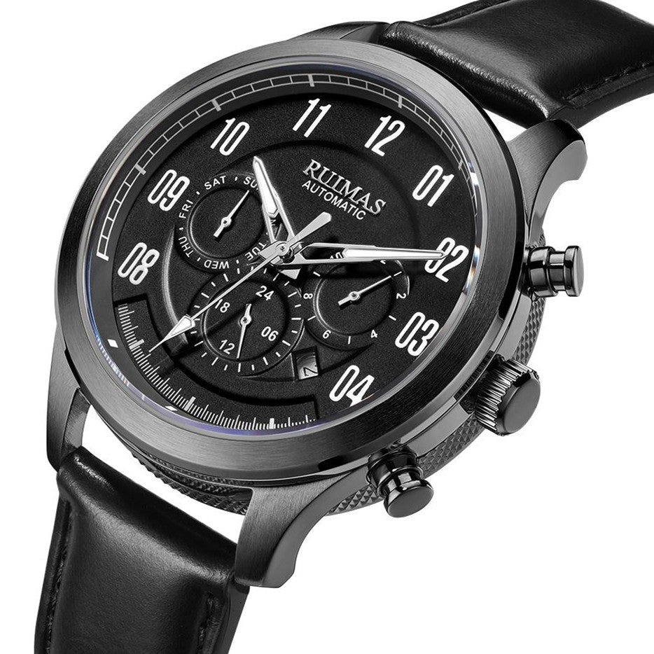 RUIMAS Luxury Casual Sport Watch for Men's Automatic Mechanical Watches Leather Luminous Man Clock Wrist Watch Chronograph 6785-9