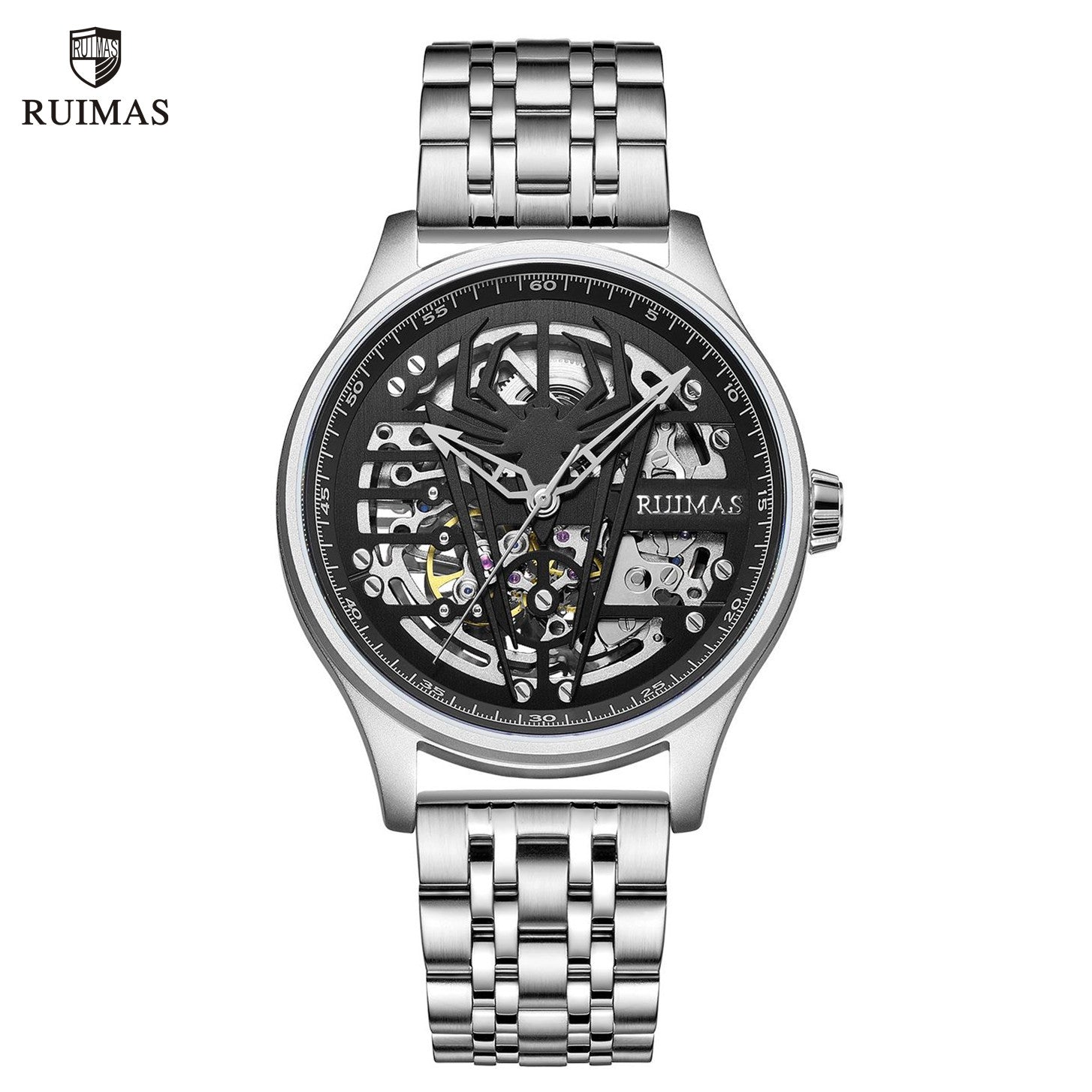 RUIMAS Watches for Men Top Brand Luxury Mechanical Chronograph Clock Stainless Steel Casual Wrist Watch Man Business Watch 6787-0