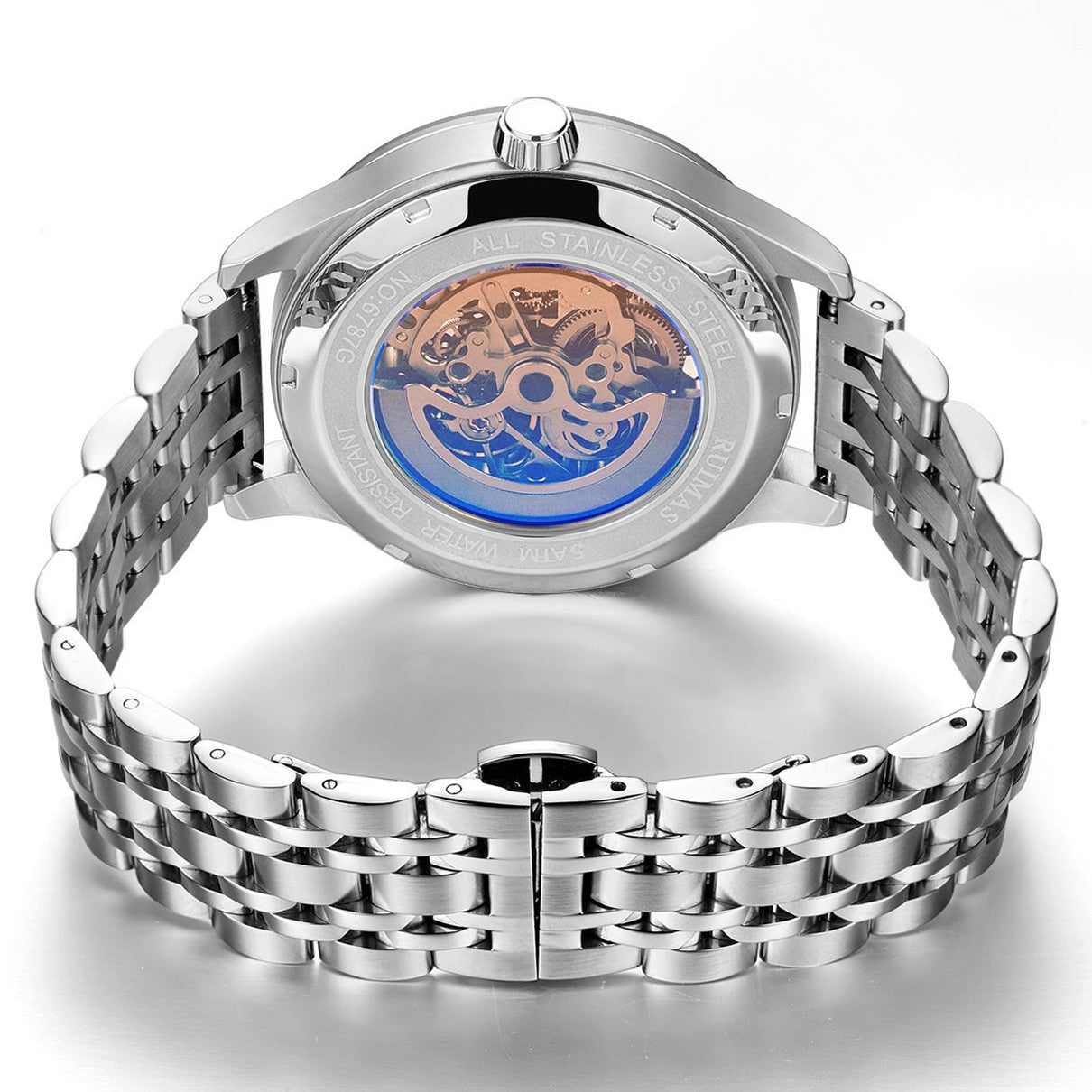 RUIMAS Watches for Men Top Brand Luxury Mechanical Chronograph Clock Stainless Steel Casual Wrist Watch Man Business Watch 6787-11