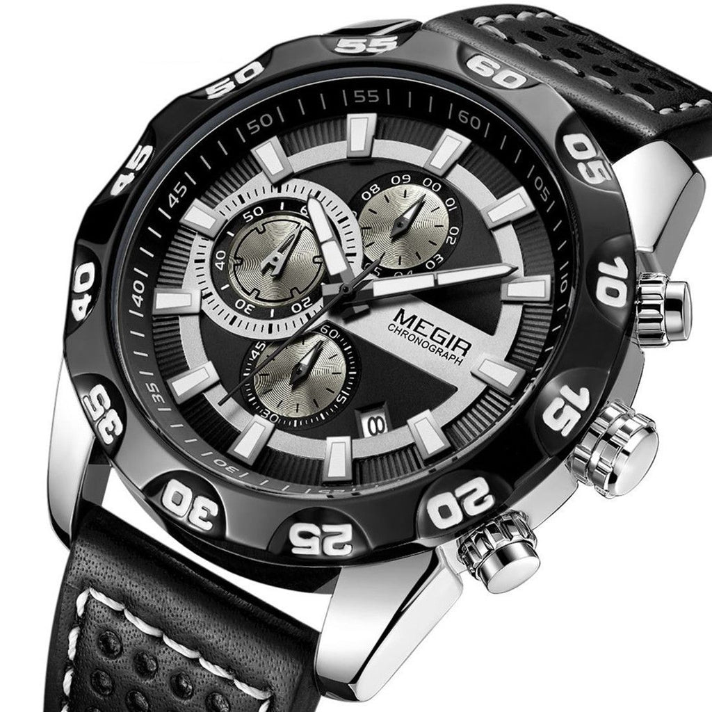 MEGIR Fashion Men's Watch Multifunctional Casual Sport Wristwatch Waterproof Luminous Male Quartz Chronograph Reloj Hombre 2096-11