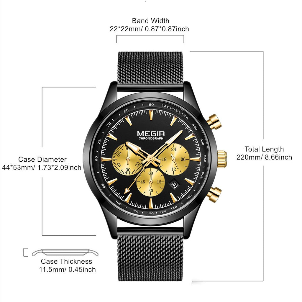 MEGIR Fashion Watch for Men Top Luxury Big Dial Business Quartz Watches Waterproof Steel Wrist Watch Clock Relogio Masculino 2153-8