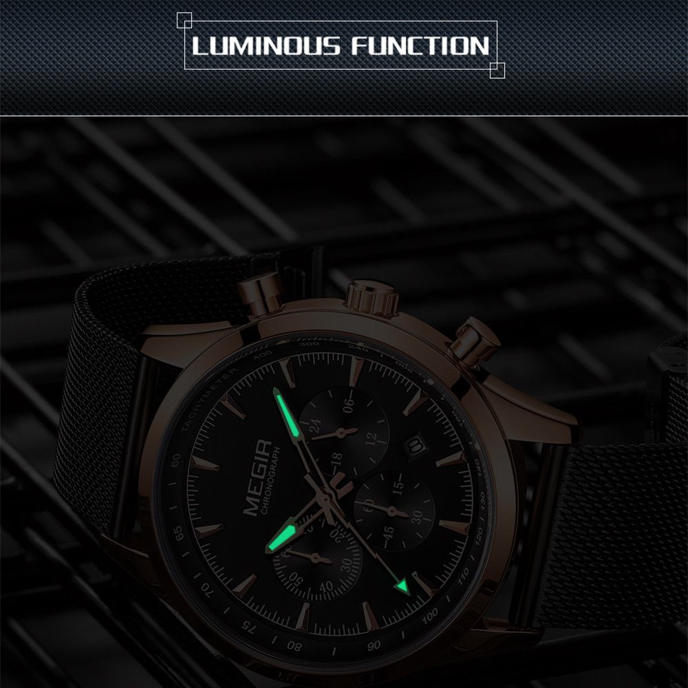 MEGIR Fashion Watch for Men Top Luxury Big Dial Business Quartz Watches Waterproof Steel Wrist Watch Clock Relogio Masculino 2153-13