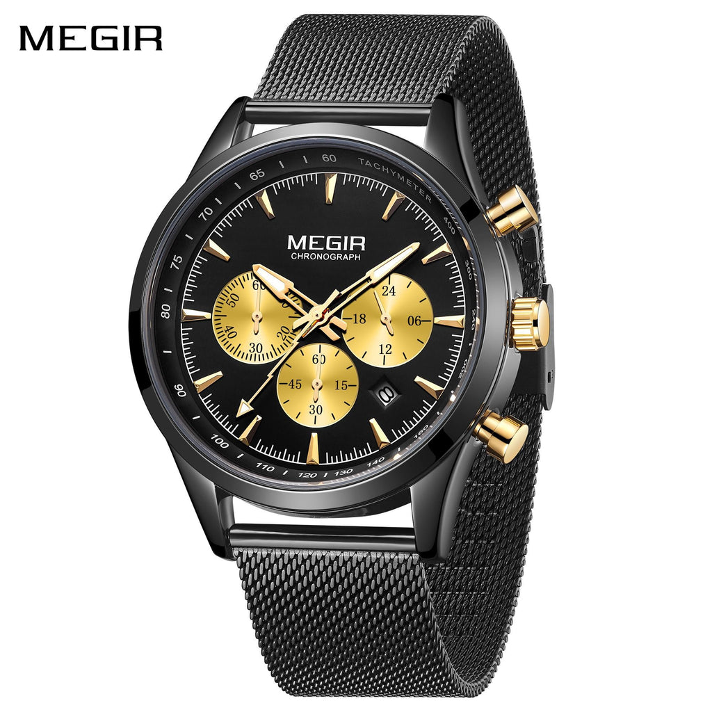 MEGIR Fashion Watch for Men Top Luxury Big Dial Business Quartz Watches Waterproof Steel Wrist Watch Clock Relogio Masculino 2153-0