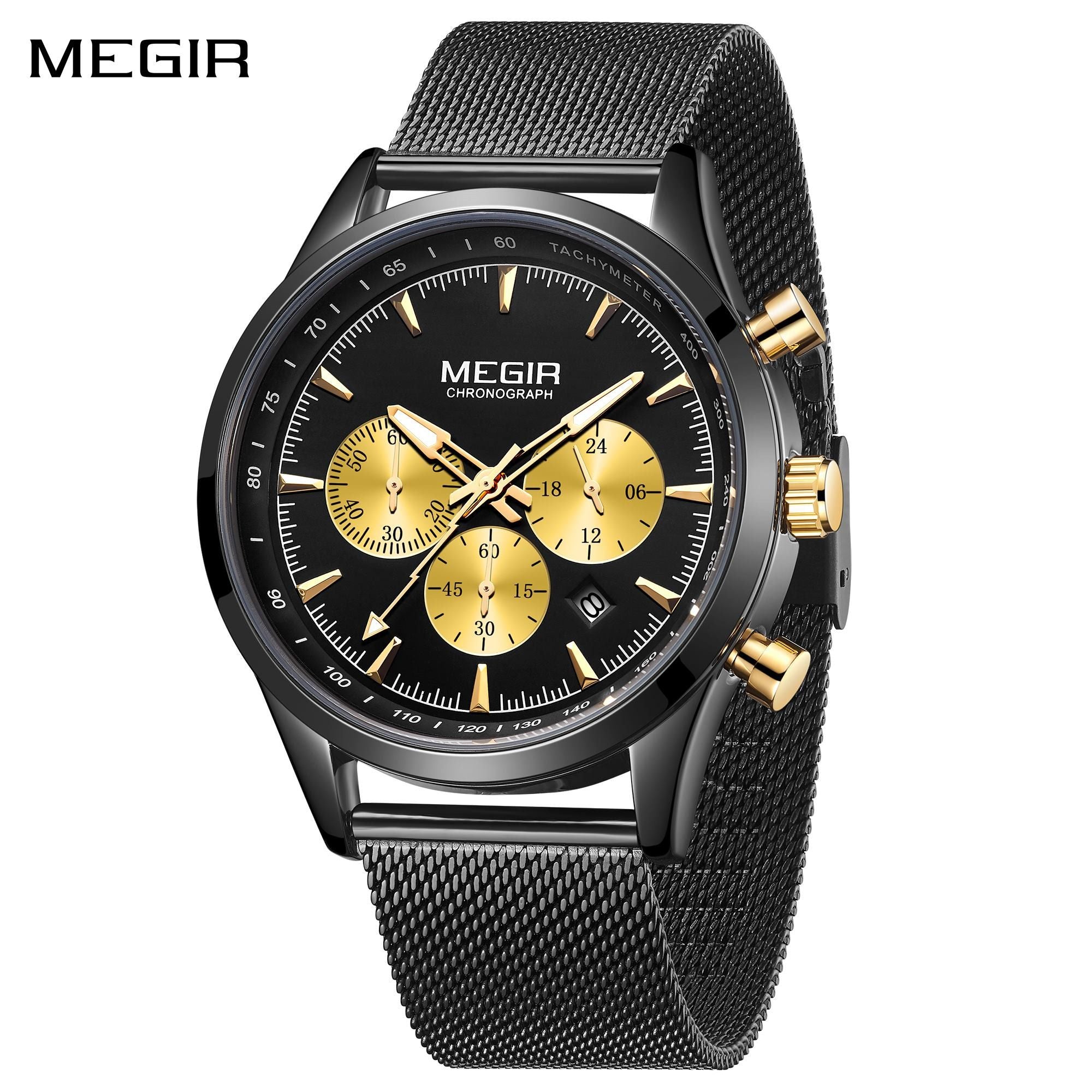 MEGIR Fashion Watch for Men Top Luxury Big Dial Business Quartz Watches Waterproof Steel Wrist Watch Clock Relogio Masculino 2153-0