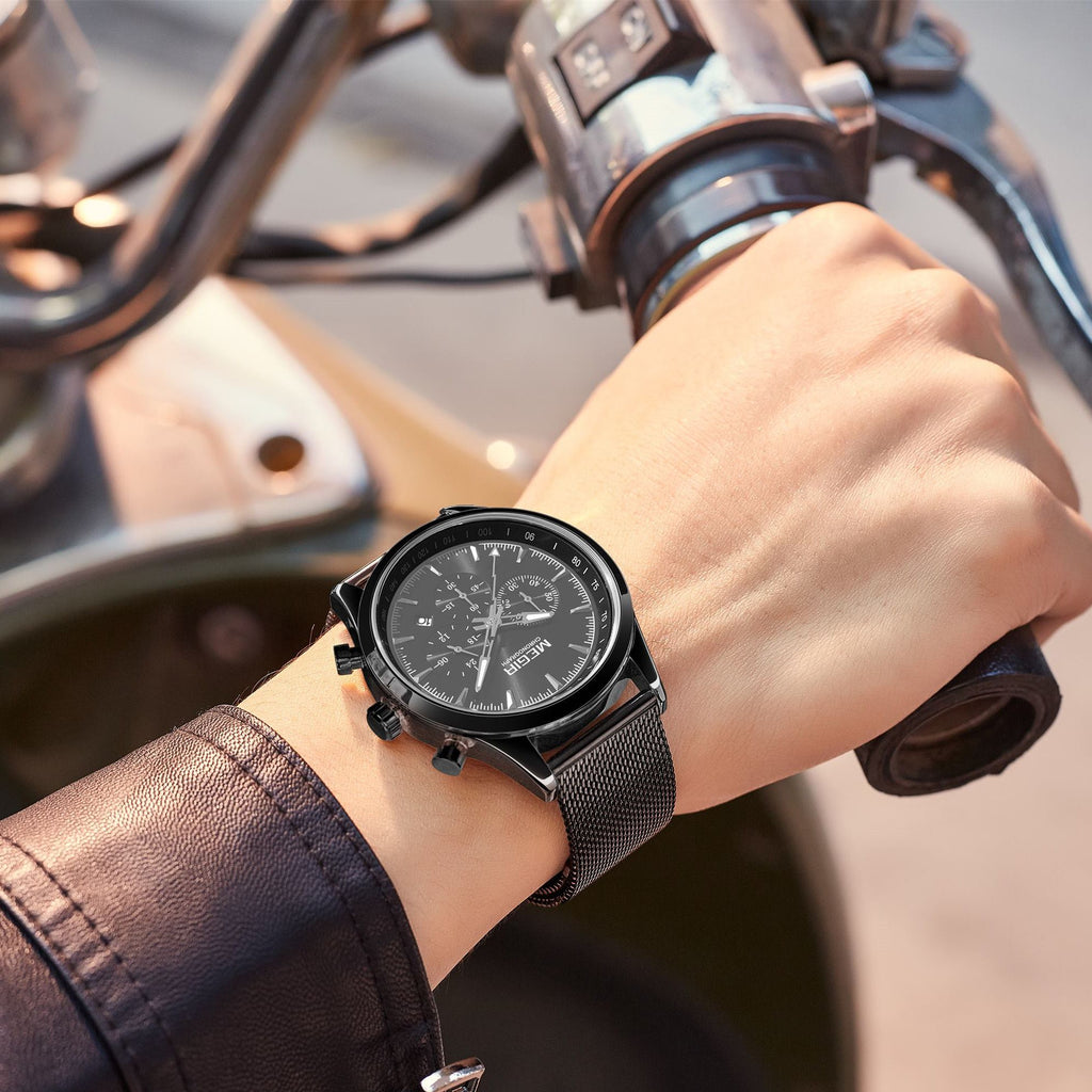 MEGIR Fashion Watch for Men Top Luxury Big Dial Business Quartz Watches Waterproof Steel Wrist Watch Clock Relogio Masculino 2153-4