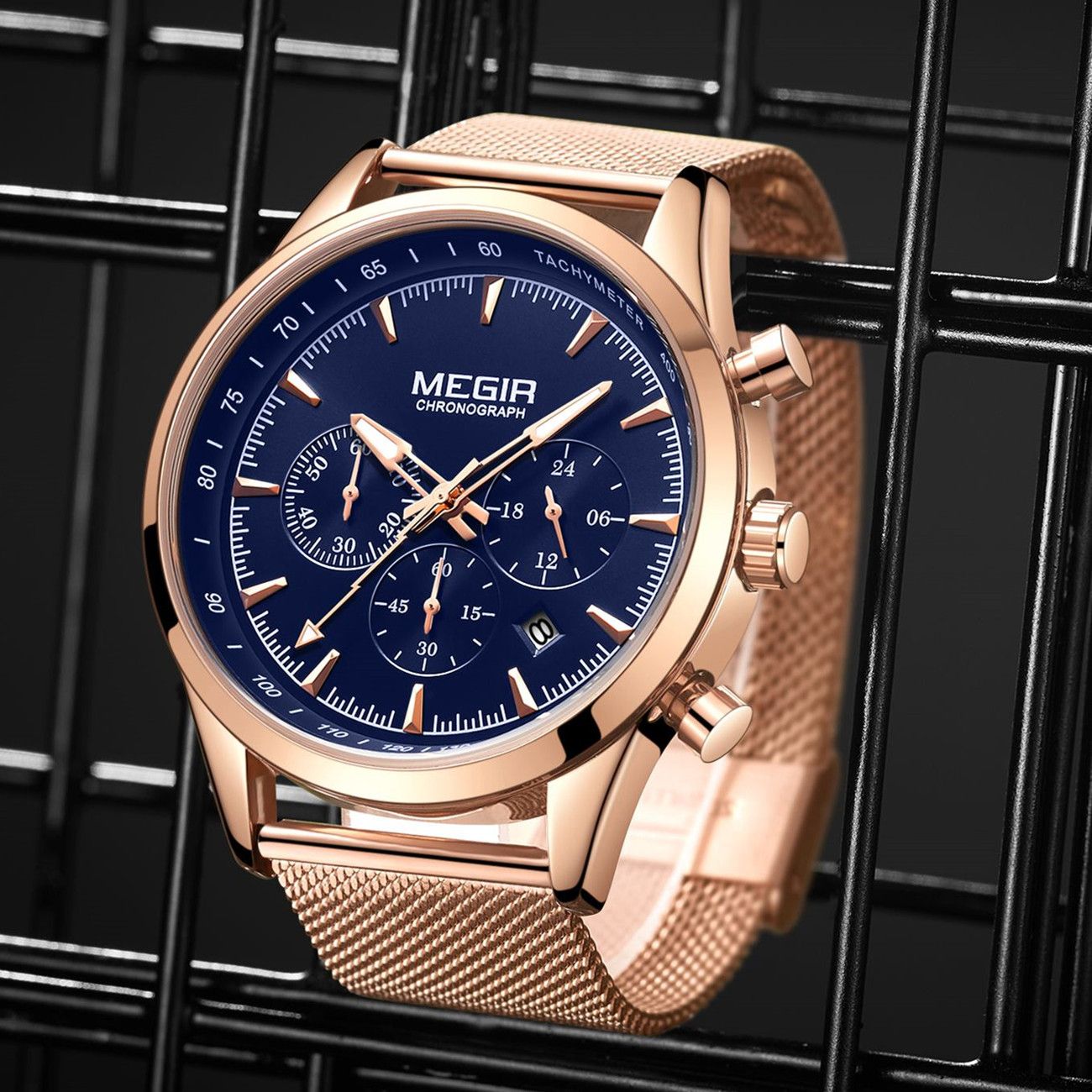 MEGIR Fashion Watch for Men Top Luxury Big Dial Business Quartz Watches Waterproof Steel Wrist Watch Clock Relogio Masculino 2153-6