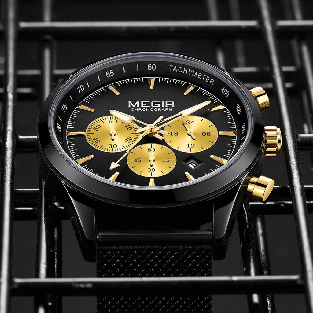 MEGIR Fashion Watch for Men Top Luxury Big Dial Business Quartz Watches Waterproof Steel Wrist Watch Clock Relogio Masculino 2153-7